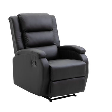 Venture Home Bengt Recliner with Ottoman, Black PU