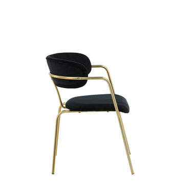 Venture Home Arrow Armchair 2-pack - Brass Legs - Black Velvet