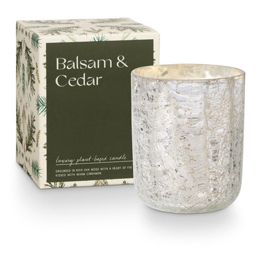 Balsam & Cedar Crackle Glass doftljus, grönt,